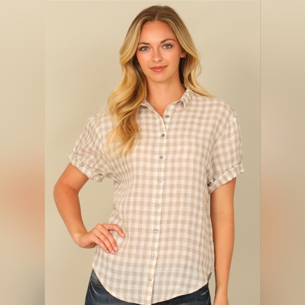 Plaid Button-Up Women’s Top
